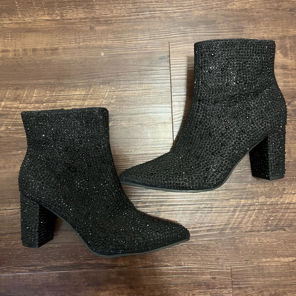 Sparkly Black Ankle Boots